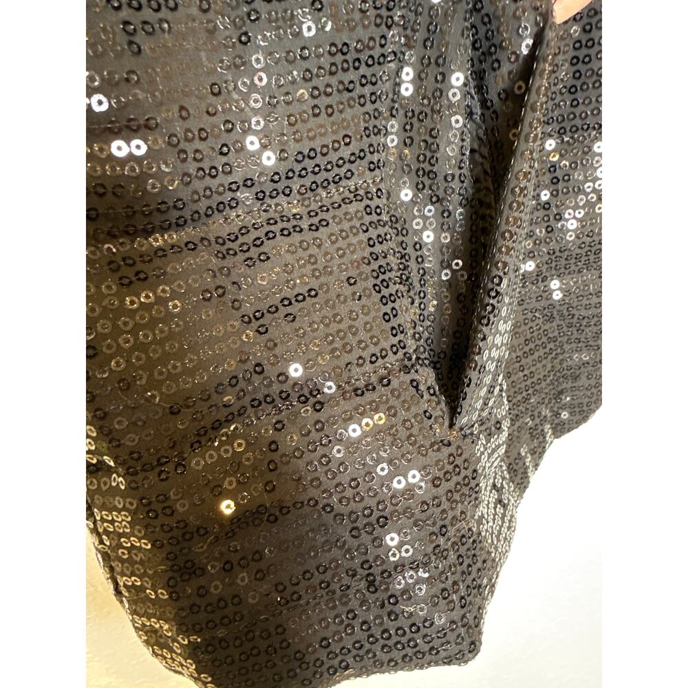 Chico’s Collection Black Sequin Zip Vest EUC Sz US L/12 or Chico’s 2 Polyester - Picture 2 of 10